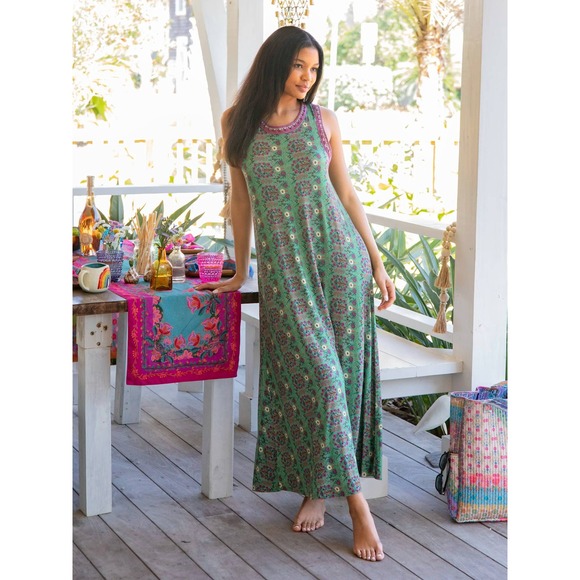 Natural Life Willow ButterSoft maxi dress size XS NEW Folk Garden Mint boho - Picture 1 of 6